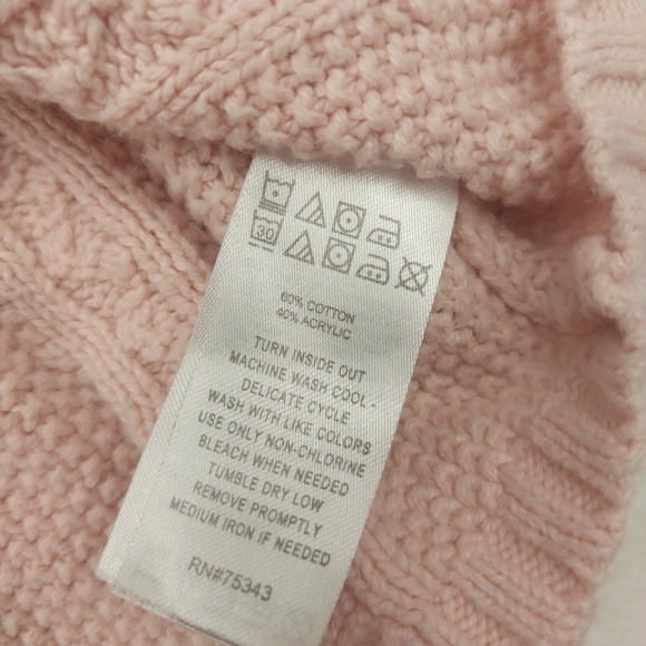 TOMMY BAHAMA GIRLS PINK CABLE KNIT LONG SLEEVE COTTON BLEND SWEATER DRESS SIZE S - Picture 6 of 8